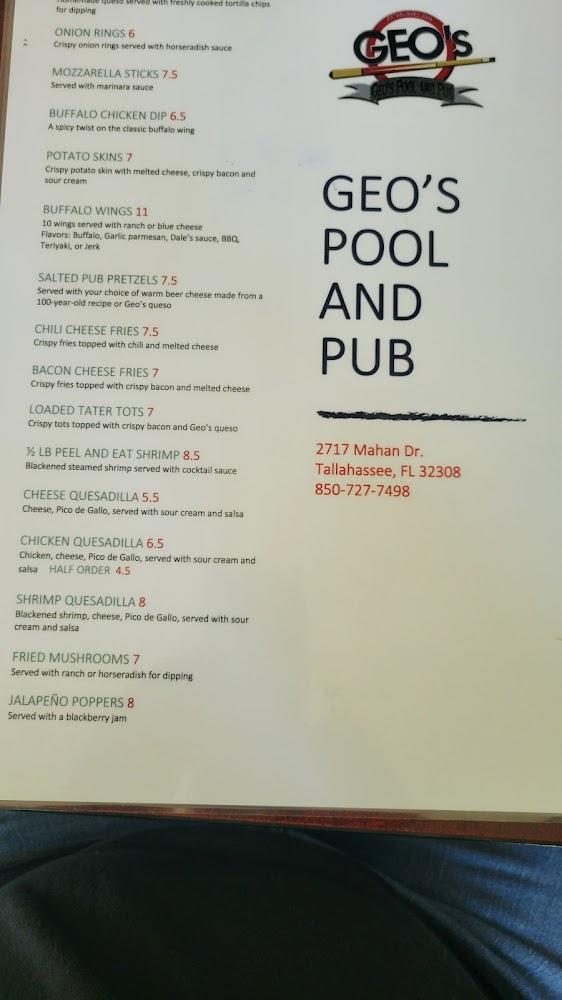 Geo's Pool And Pub Menu image 3